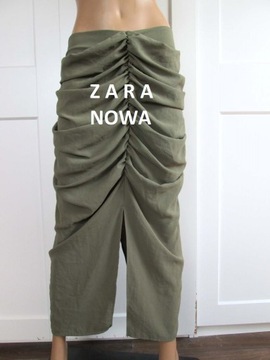 Zara długa spódnica elegancka marszczenia wyjściowa L M 38 40 NOWA