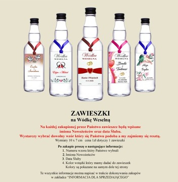 ZAWIESZKI na alkohol wódkę butelki Ślub