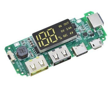 Moduł ładowania akumulatorów Li-Ion 18650 POWERBANK BMS 2,4A USB-C