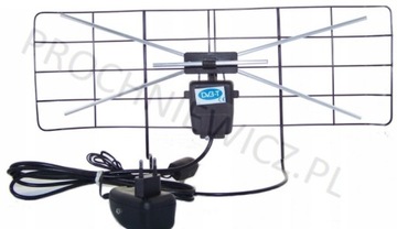 Antena siatkowa DVB-T pokojowa z zasilaczem regul.