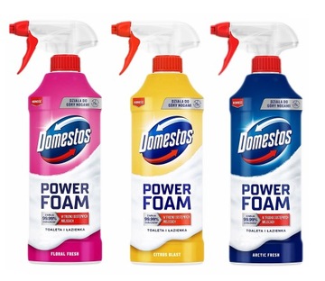 DOMESTOS PIANKA PŁYN FOAM POWER 3x435ml DO WC FLORAL FRESH / ARCTIC /CITRUS