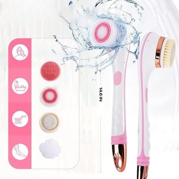 SZCZOTKA ELEKTRYCZNA DO MASAŻU NA SUCHO KĄPIELI MYCIA PLECÓW Z 4 GŁOWICAMI