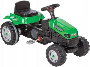 ДЕТСКИЙ ТРАКТОР С ПЕДАЛАМИ С ПРИЦЕПОМ, БОЛЬШОЙ ЗЕЛЕНЫЙ 143 СМ, СИГНАЛ
