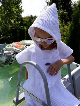 ПОНЧО с капюшоном БАННОЕ ПОЛОТЕНЦЕ вафельное 14 лет +