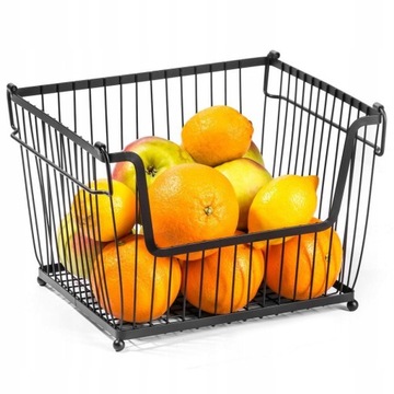 КОРЗИНА ДЛЯ ФРУКТОВ И ОВОЩЕЙ, металл, черная, ШТАБИРУЕМАЯ, 31 СМ