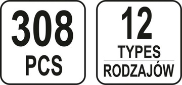 НАБОР АВТОМОБИЛЬНЫХ ЗАЖИМОВ YATO 308 ШТ.