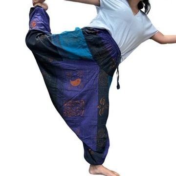 Szarawary alladynki bawełniane patchwork spodnie joga Nepal