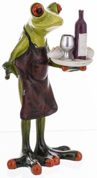 Figurka ozdoba ceramiczna żaba kelner z tacą
