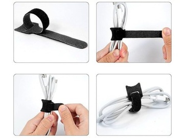 TAŚMA RZEP ORGANIZER KABLI OPASKA DO SPINANIA ZACISKOWA 15cm CZARNY 100 szt