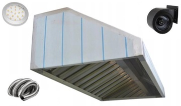 Okap Gastronomiczny 100*70*40 Filtry Mocna TURBINA L RURA Oświetlenie LED