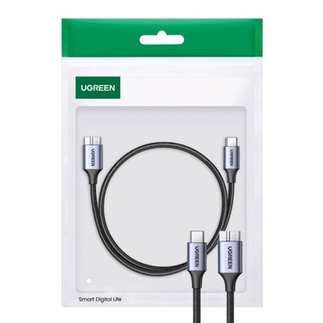 Кабель USB C/micro USB-B 3.0 Ugreen US565 5Гбит/с 3А 0,5м - серый