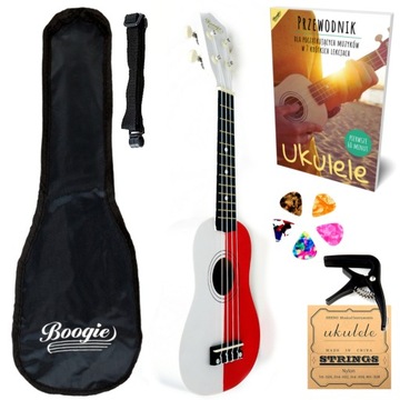 UKULELE SOPRANOWE DREWNIANE + ZESTAW AKCESORIÓW