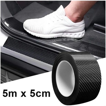 Taśma ochronna Carbon na progi samochodu 5m 10cm Głębokie tłoczenia 5D Foli