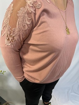 Sweter koronka biały uni od M do XXXL szerokość biust 168 cm