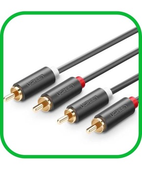 Kabel Przewód Audio Wtyk 2x RCA do 2xRCA Chinch STEREO 2M Pozłacany