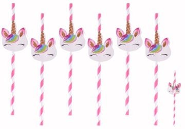 SŁOMKI PAPIEROWE urodzinowe JEDNOROZEC unicorn