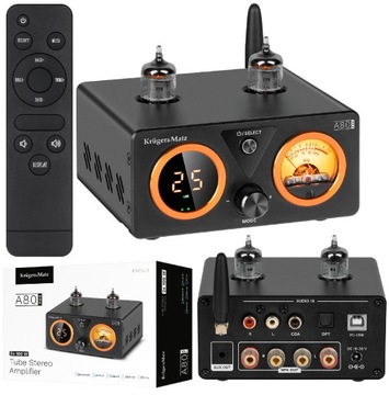 WZMACNIACZ LAMPOWY STEREO MAŁY MOCNY 2 X 100W BLUETOOTH 5.1 LED AUX RCA USB