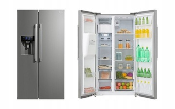 LODÓWKA SBS AMICA SBSN 398150 E INOX KOSTKARKA E