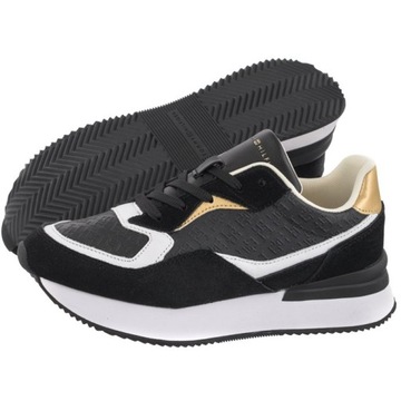 Buty Sneakersy Damskie Tommy Hilfiger Lux Monogram Runner Black Czarne