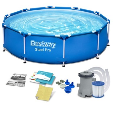 Basen Stelażowy ogrodowy pompa 305x76 Bestway 8w1