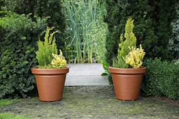 КРУГЛЫЙ ЦВЕТОЧНЫЙ ГОРШОК С КРЫШКОЙ 45 СМ МОККО-КОРИЧНЕВЫЙ ВЫСОКИЙ САДОВЫЙ ГОРШОК