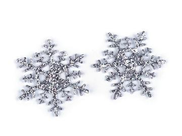 Naprasowanka śnieżynka z brokatem fi4 cm 10 szt