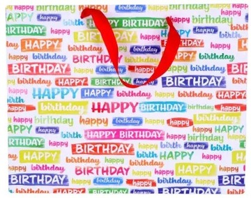 TOREBKA PREZENTOWA HAPPY BIRTHDAY, DUŻA POZIOMA