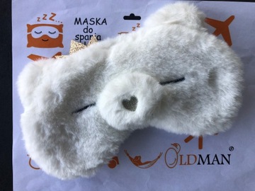 МАСКА ДЛЯ ВЕК ДЛЯ СНА, СНА, РАССЛАБЛЕНИЯ, плюшевый мишка, белый OLDMAN PLUSH