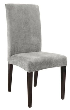 Pokrowiec krzesło velvet WELUR JASNY SZARY plusz elastyczny GRUBY