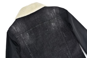 DSQUARED2 kurtka męska jeansowa czarna z kożuszkiem 52