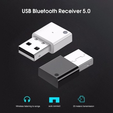 Адаптер Bluetooth 5.0 Mini USB, беспроводной, белый