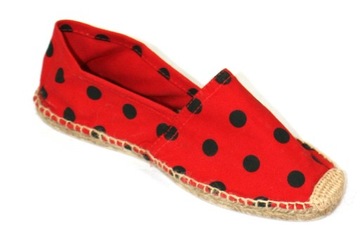 Klasyczne espadryle sznurkowe lniane len grochy 36