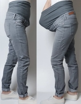 H&M MAMA Skinny Jeans Spodnie dżinsy ciążowe z panelem ciążowym szare 40 L