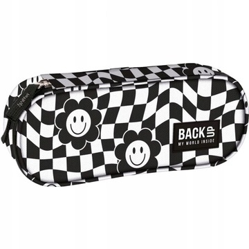 Piórnik Saszetka Etui usztywniane z klapką Happy Face Kratka BackUp