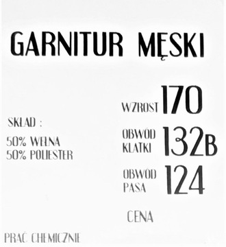 GARNITUR MĘSKI GRANATOW0 - NIEBIESKI rozmiar 32 [64] 170/132/124 cm