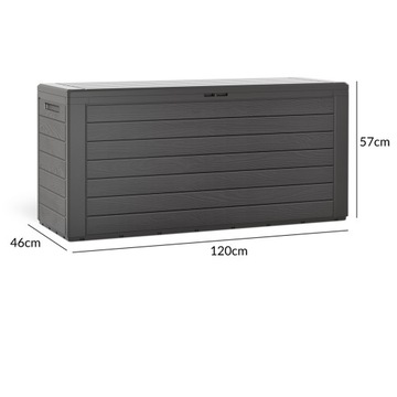 Садовый ящик, ящик для хранения подушек, пластик, 300л, серый