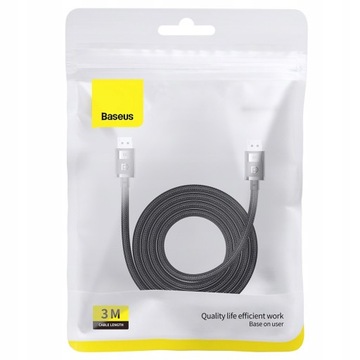 BASEUS KABEL PRZEWÓD DISPLAYPORT 8K 60HZ 2M DŁUGI SZYBKI WYTRZYMAŁY CZARNY