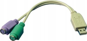 LL Kabel Adapter przejściówka USB 2.0 na 2x PS/2