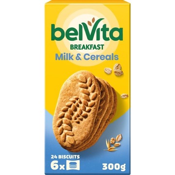 belVita Breakfast Ciastka kruche zbożowe z mlekiem 300 g na śniadanie