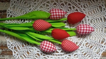 TULIPANY Z MATERIAŁU 35 cm, BUKIET 7 sztuk