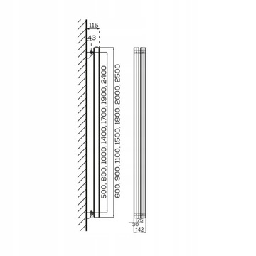 БЕЛЫЙ комнатный радиатор 1500 x 142, ВУЛКАН