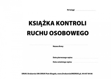 Książka Kontroli Ruchu Osobowego A4 pozioma, oprawa twarda, numerowana