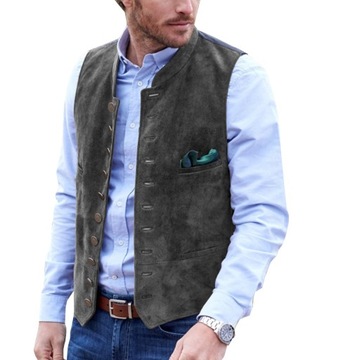 Fashion Chamois Vest Men's Vest Single Breasted Re