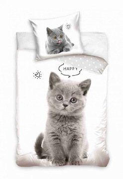 POŚCIEL CAT KOTEK KOT 140 x 200 cm Z KOTKIEM KOTEM KOMPLET POŚCIELI