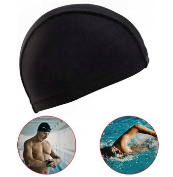 Шапочка для плавания Эластичная шапочка для бассейна для взрослых для плавания ЧЕРНАЯ