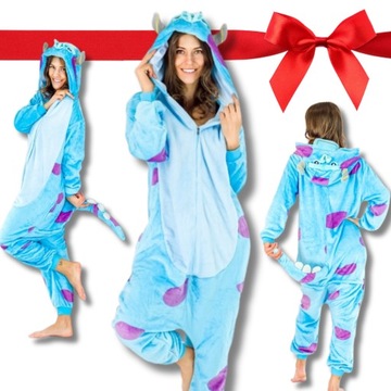 MIĘKKA Piżama damska CIEPŁA onesie JEDNOCZĘŚCIOWA kostium POTWÓR SULLEY XL