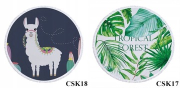 КРУГЛОЕ ПЛЯЖНОЕ ПОЛОТЕНЦЕ БОХО, ФЛАМИНГО, КРУГЛЫЕ ЛИСТЬЯ