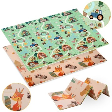 MATA PIANKOWA SKŁADANA DLA DZIECI EDUKACYJNA DWUSTRONNA 180x200CM +TORBA