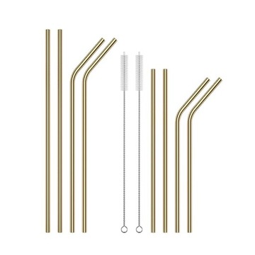 ZESTAW ZŁOTYCH METALOWYCH SŁOMEK DO NAPOJÓW MIX 8 SZTUK PREMIUM