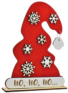 Dekoracja Świąteczna Stojak 24 cm Czapka Mikołaja Ho Ho Ho + Gratis